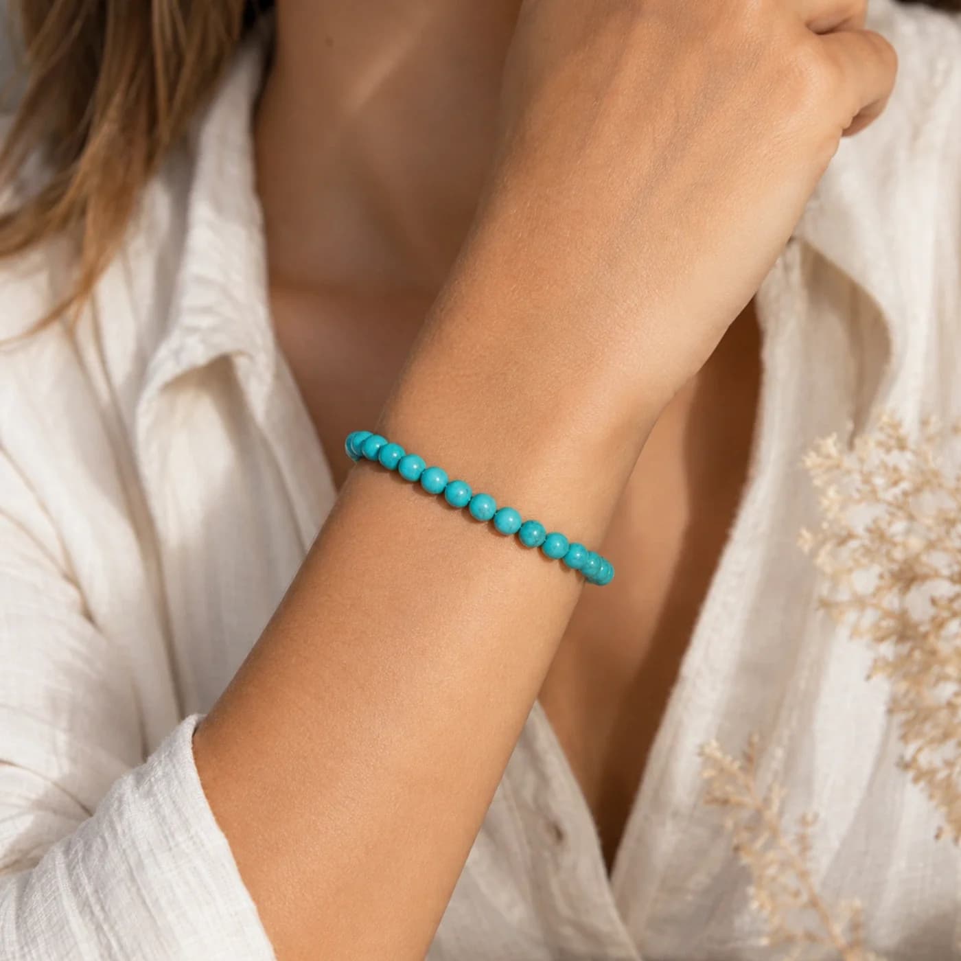 Bracelet Turquoise - Perles de 6mm, en situation